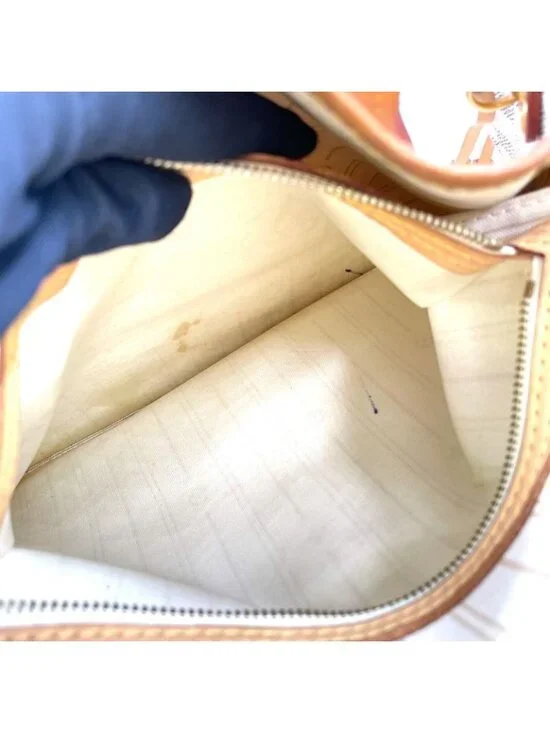 Louis Vuitton Neverfull MM Damier Azur Leather White Tote Gold - Picture 7 of 15